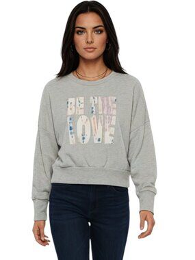 Old Navy LARGE Grey Be The Love Graphic Cropped Dolman Sleeve Sweatshirt